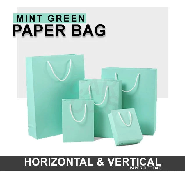 MINT GREEN 1PC Gift Bag with Handles Craft Package Paper Gift Box Jewelry Birthday Packing