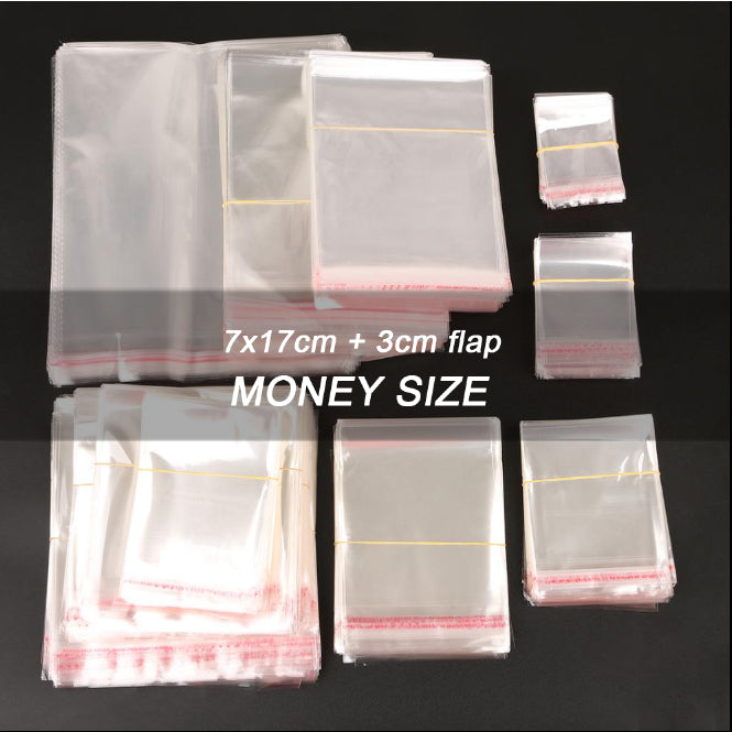 (100pcs) SMALL OPP Plastic with Adhesive Tape for Clothes with Air Hole