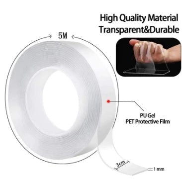 1M/3M/5M Nano Tape Double Sided Tape Transparent No Trace Reusable Waterproof Adhesive Tape