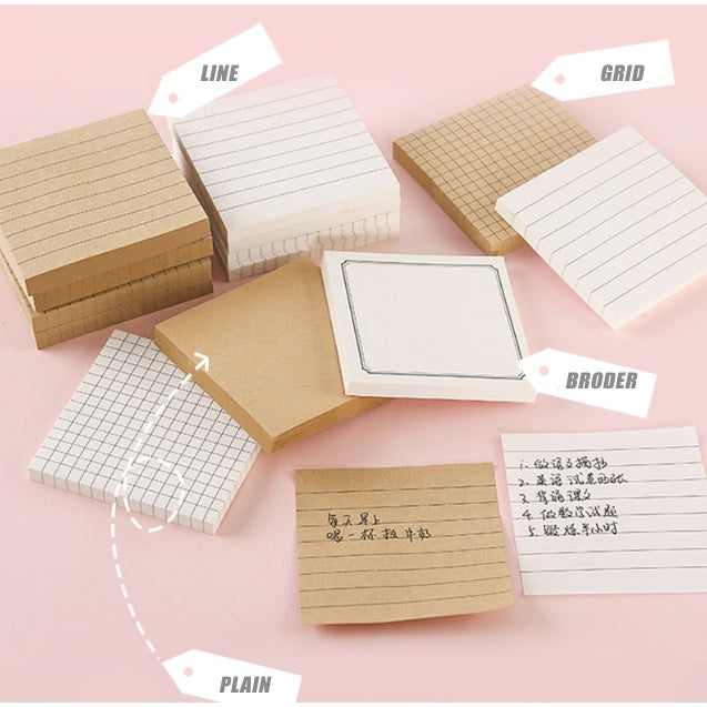 80 SHEETS | Kraft, White Sticky Note Memo Pad Sticky Notes Sticky Memo