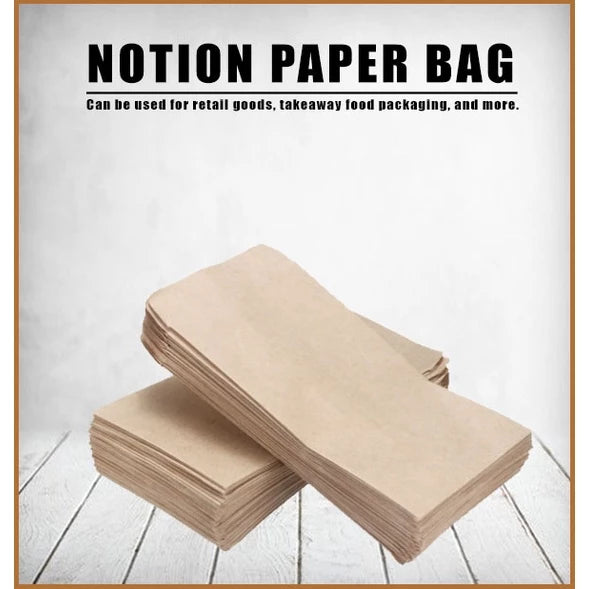 100pcs/50pcs Plain "FLAT" kraft brown paper notion bag Brown Kraft Paper Bag
