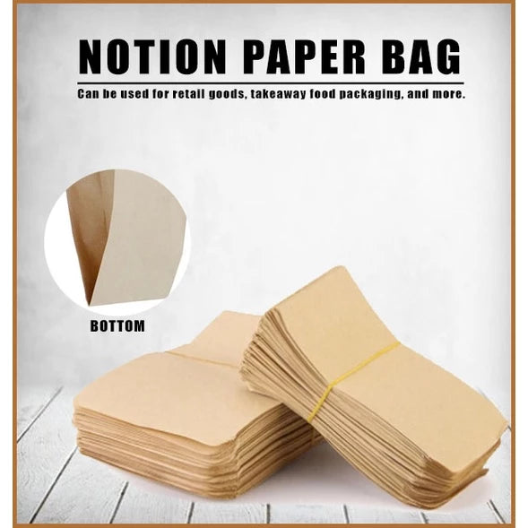 100pcs/50pcs Plain "FLAT" kraft brown paper notion bag Brown Kraft Paper Bag