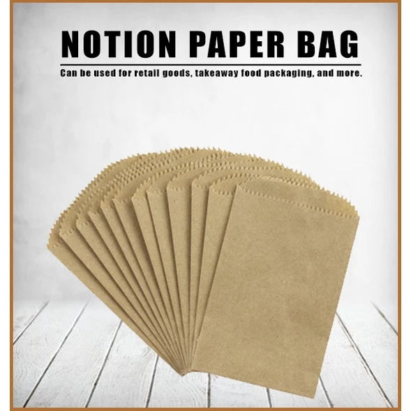 100pcs/50pcs Plain "FLAT" kraft brown paper notion bag Brown Kraft Paper Bag