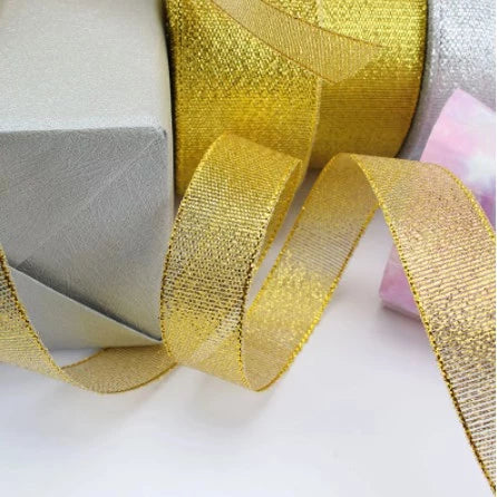 25Yards/Roll 1 cm / 1.5cm / 2cm gold and silver ONION ribbon packaging ribbon