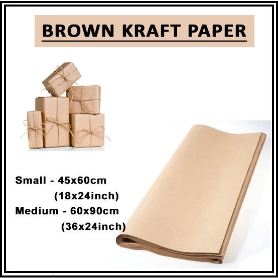 S - 45x60cm | M - 60x90cm L-90x12cm Brown Kraft Wrapping Paper 80gsm bigger than cartolina