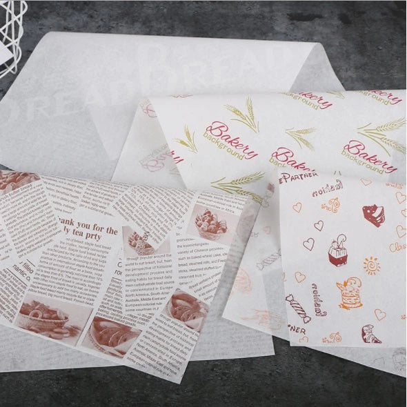 (100pcs) Wax Paper Burger Sandwich Cake Roll Wrapping Paper Greaseproof Liner Paper Food Tray Paper