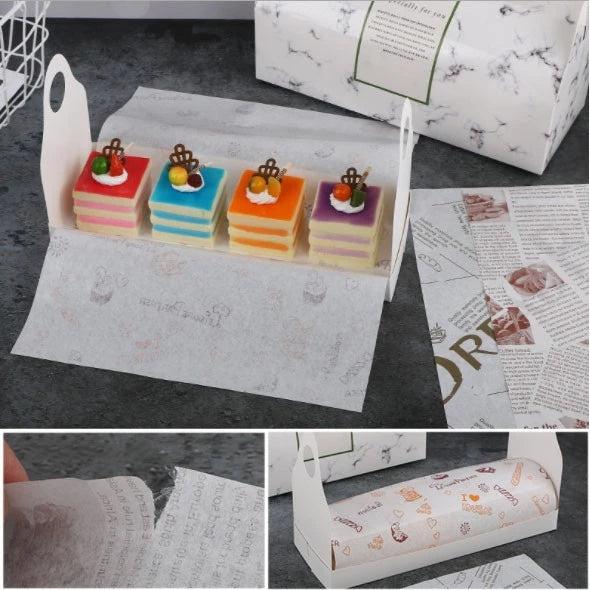 (100pcs) Wax Paper Burger Sandwich Cake Roll Wrapping Paper Greaseproof Liner Paper Food Tray Paper