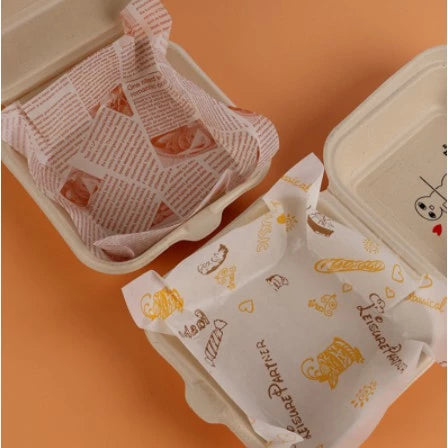 (100pcs) Wax Paper Burger Sandwich Cake Roll Wrapping Paper Greaseproof Liner Paper Food Tray Paper