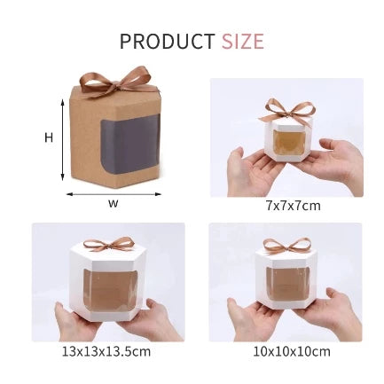 Hexagonal Transparent Window Candy Cake Boxes With Clear PVC Window Gift Box