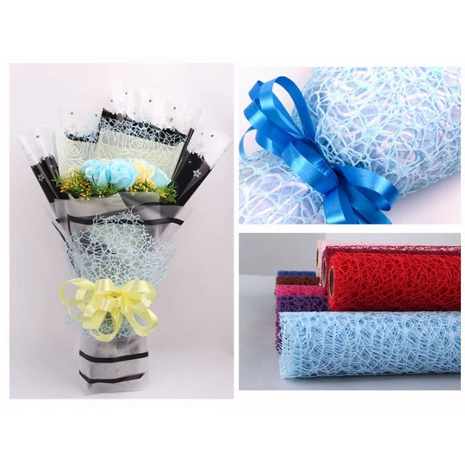 49cm x 5yards | Mesh Web Wrapping Paper Flower Paper Bouquet Jacquard Mesh