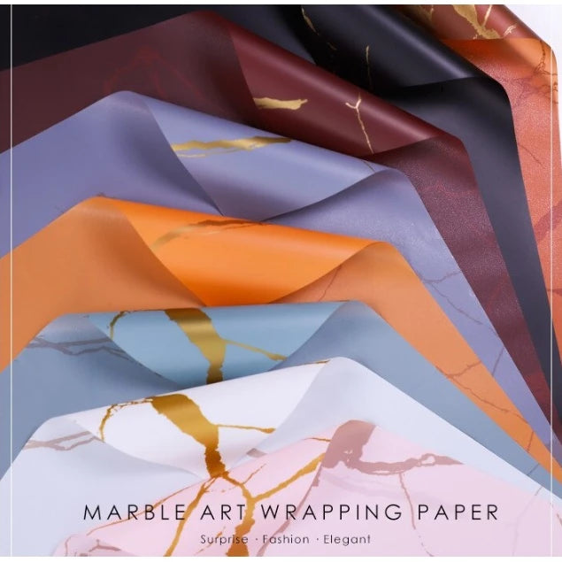 20pcs/Gold Marble Wrapping Paper 58*58cm Waterproof Flower Wrapping Paper