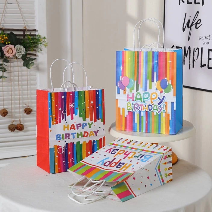 12pcs | Happy Birthday Gift Bags candy bag Birthday Party Favor Paper Bags