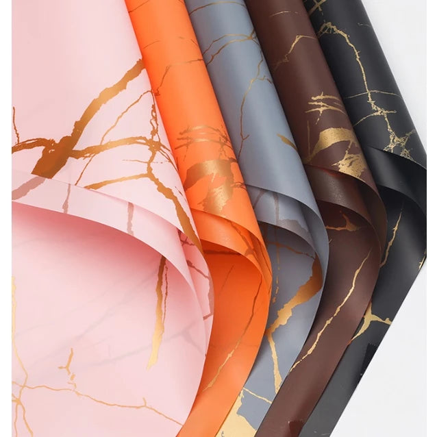 20pcs/Gold Marble Wrapping Paper 58*58cm Waterproof Flower Wrapping Paper