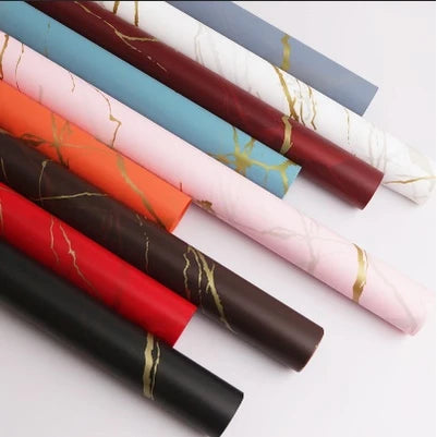 20pcs/Gold Marble Wrapping Paper 58*58cm Waterproof Flower Wrapping Paper
