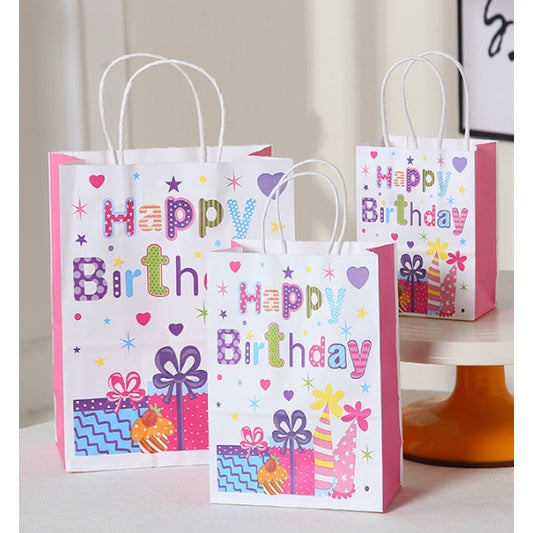 12pcs | Happy Birthday Gift Bags candy bag Birthday Party Favor Paper Bags