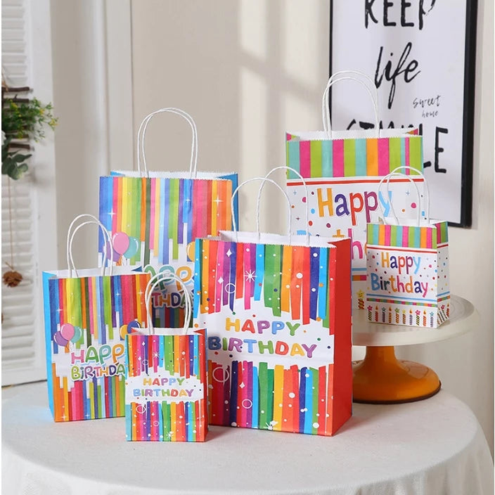 12pcs | Happy Birthday Gift Bags candy bag Birthday Party Favor Paper Bags