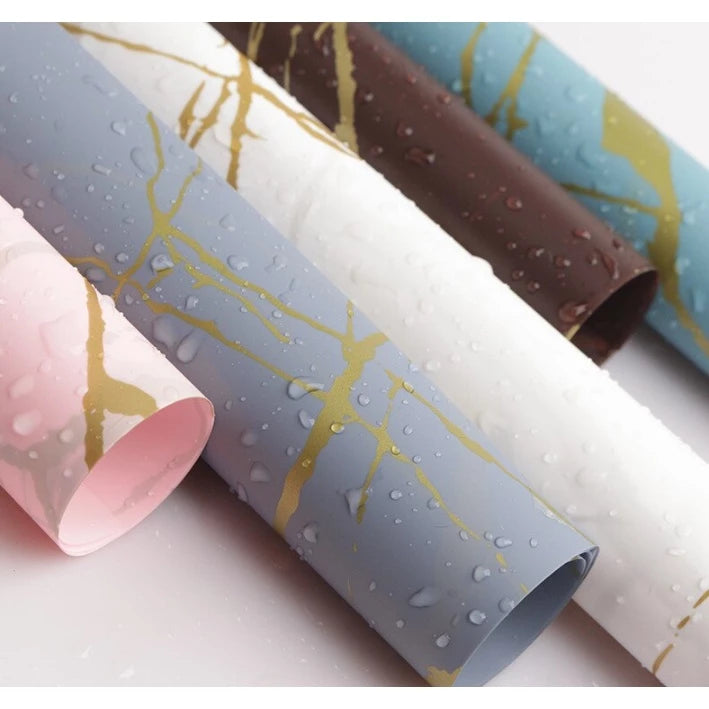 20pcs/Gold Marble Wrapping Paper 58*58cm Waterproof Flower Wrapping Paper