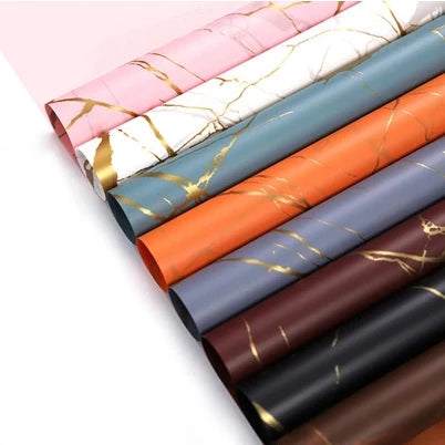 20pcs/Gold Marble Wrapping Paper 58*58cm Waterproof Flower Wrapping Paper