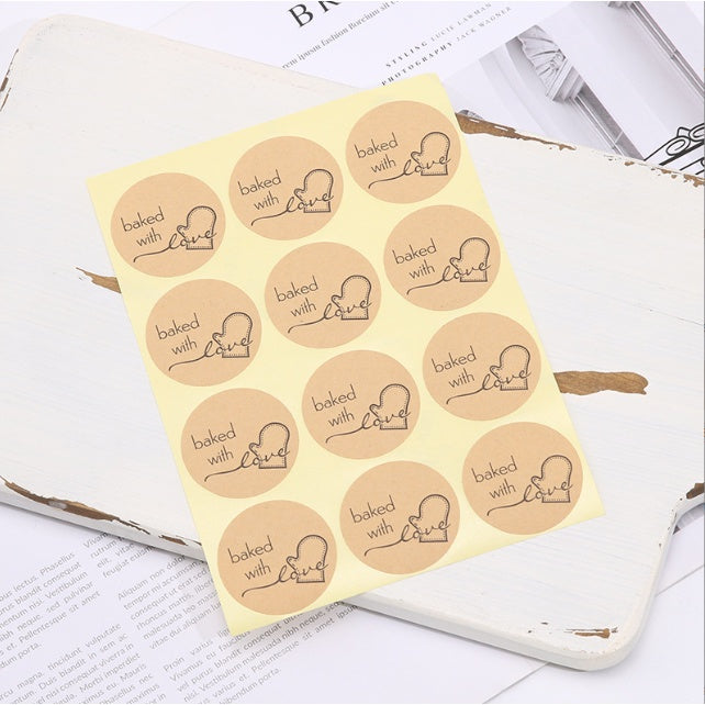(20 Sheets) Handmade stickers Thankyou / Hand Made Sticker Round, Rectangle