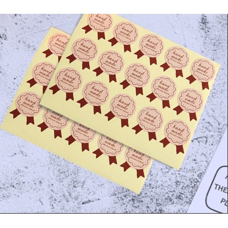 (20 Sheets) Handmade stickers Thankyou / Hand Made Sticker Round, Rectangle