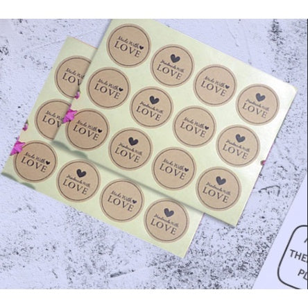 (20 Sheets) Handmade stickers Thankyou / Hand Made Sticker Round, Rectangle