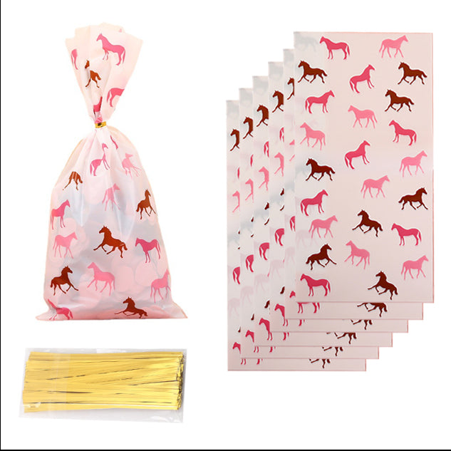 50pcs Cookie Candy Bag with Gold Ties Rainbow loot Bags Party Supplies Table Decoration