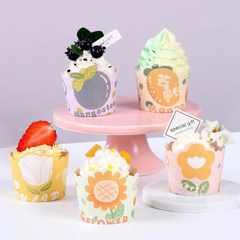 50 Pack pattern 3oz Disposable Cupcake Liner Cartoon Cups Baking Cup