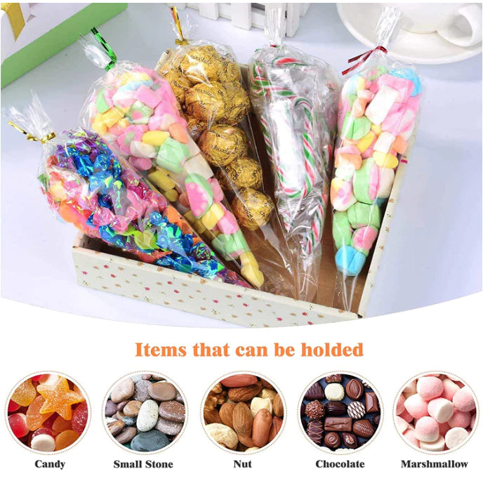 (50pcs) Triangle Transparent Plastic Bag Carrot Candy Bags Kids Birthday Party Decoration