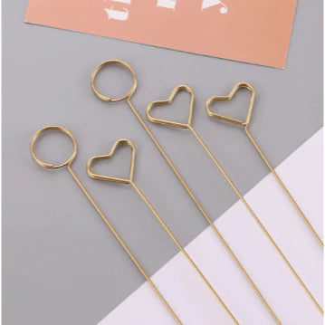 10pcs | Flower Bouquet Metal Card Holder / Photo Holder Golden color