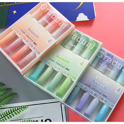 4pcs/pack | Sunrise Gradient color highlighter high-value color marker pen