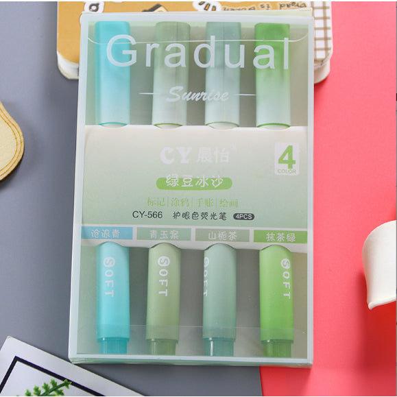 4pcs/pack | Sunrise Gradient color highlighter high-value color marker pen