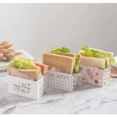 (25pcs) Egg Drop Sandwich Packaging Box Hamburger Bread Toast Box Holder