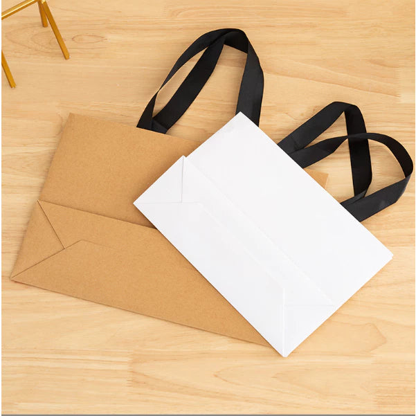 Flat Rope Paper Bag Gift Craft Paper Gift Plain Handle Hand bag