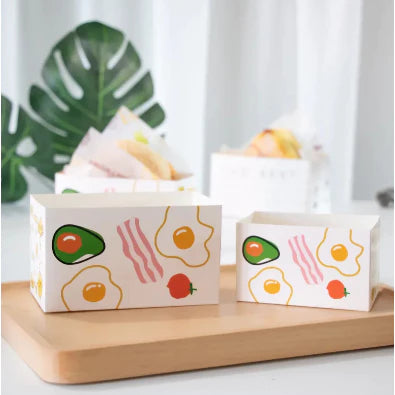 (25pcs) Egg Drop Sandwich Packaging Box Hamburger Bread Toast Box Holder
