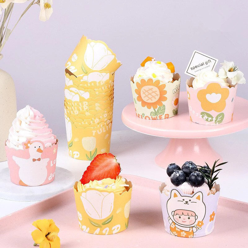 50 Pack pattern 3oz Disposable Cupcake Liner Cartoon Cups Baking Cup