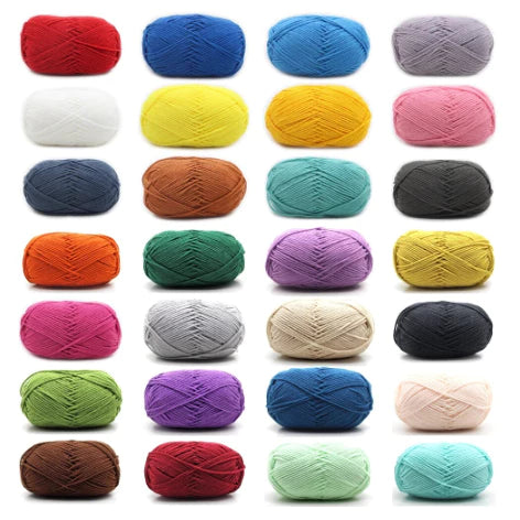 4ply | Multicolor Silk Milk Cotton Threads for Knitting Soft Warm Baby Yarn 50g