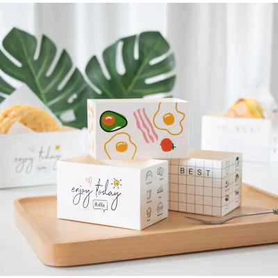(25pcs) Egg Drop Sandwich Packaging Box Hamburger Bread Toast Box Holder