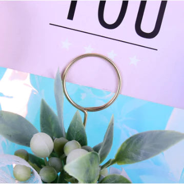 10pcs | Flower Bouquet Metal Card Holder / Photo Holder Golden color