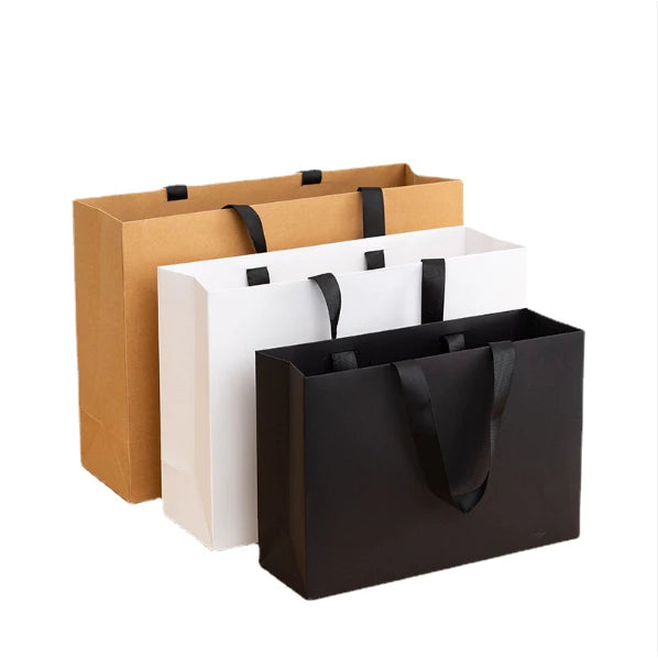 Flat Rope Paper Bag Gift Craft Paper Gift Plain Handle Hand bag