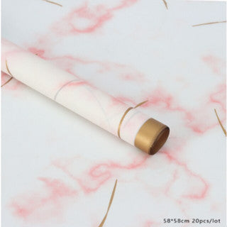 20pcs/Gold Edge Marble Wrapping Paper 58*58cm Waterproof Flower Wrapping Paper