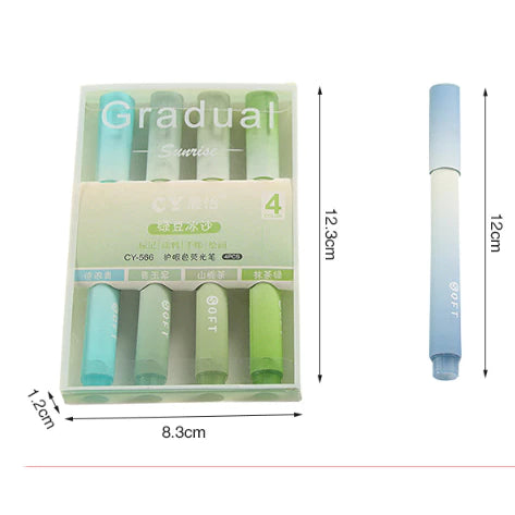 4pcs/pack | Sunrise Gradient color highlighter high-value color marker pen