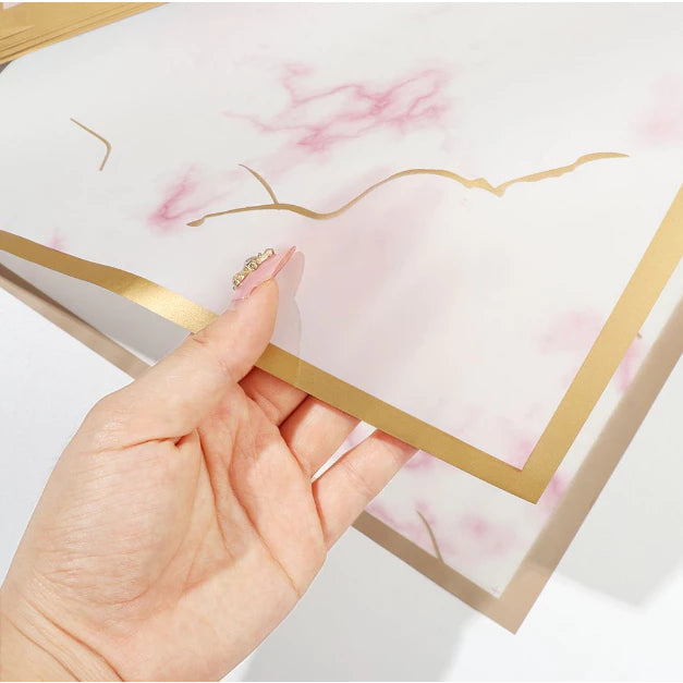 20pcs/Gold Edge Marble Wrapping Paper 58*58cm Waterproof Flower Wrapping Paper