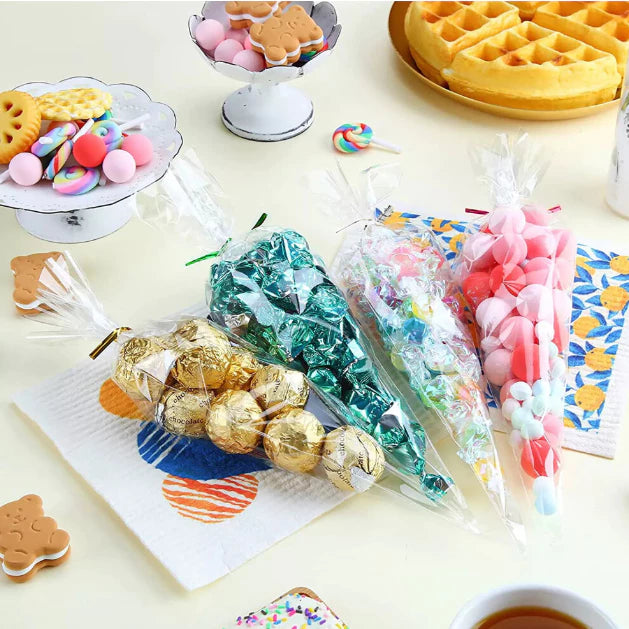 (50pcs) Triangle Transparent Plastic Bag Carrot Candy Bags Kids Birthday Party Decoration