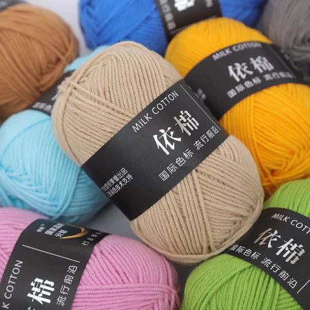 4ply | Multicolor Silk Milk Cotton Threads for Knitting Soft Warm Baby Yarn 50g