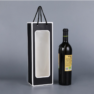 Window Wine Bag Portable Wine Paper Bag giveaways paper bag Kraft material wine paper bag