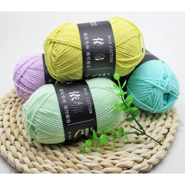 4ply | Multicolor Silk Milk Cotton Threads for Knitting Soft Warm Baby Yarn 50g