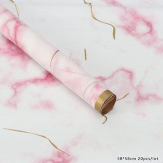 20pcs/Gold Edge Marble Wrapping Paper 58*58cm Waterproof Flower Wrapping Paper