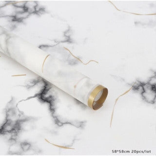 20pcs/Gold Edge Marble Wrapping Paper 58*58cm Waterproof Flower Wrapping Paper