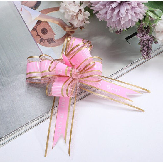 (10pcs) Hand-pulled "BEST WISHES" bows Ribbon gift & wrapping flower ribbon