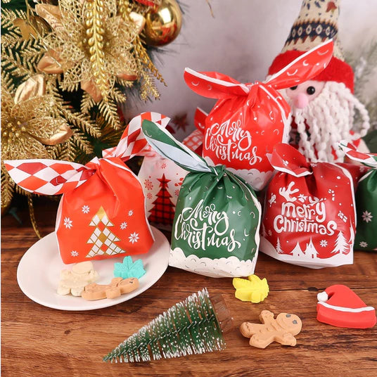 50Pcs/5in1 Random set Rabbit Long Ear Design Christmas Biscuit Candy Bags